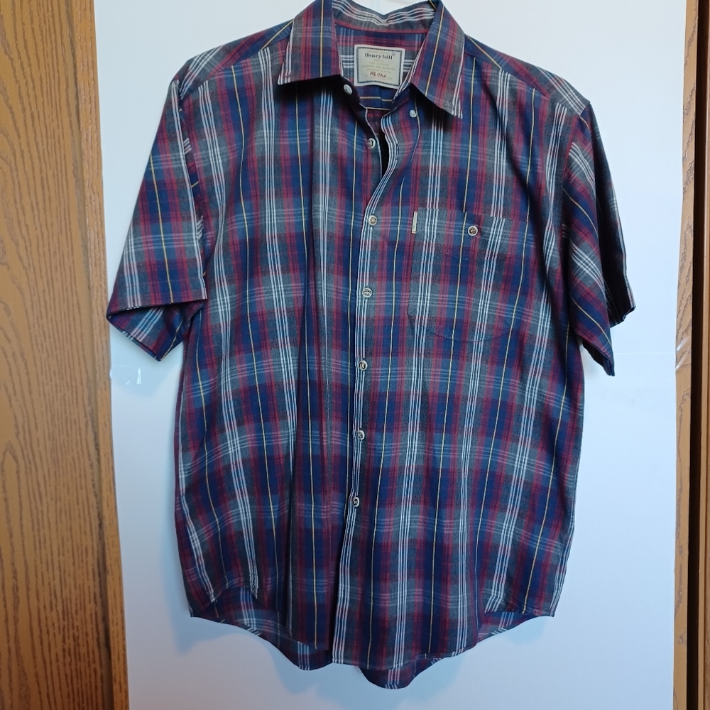 Henry Hill Men's Red/Blue/Grey Multicolored Striped Button Down Shirt